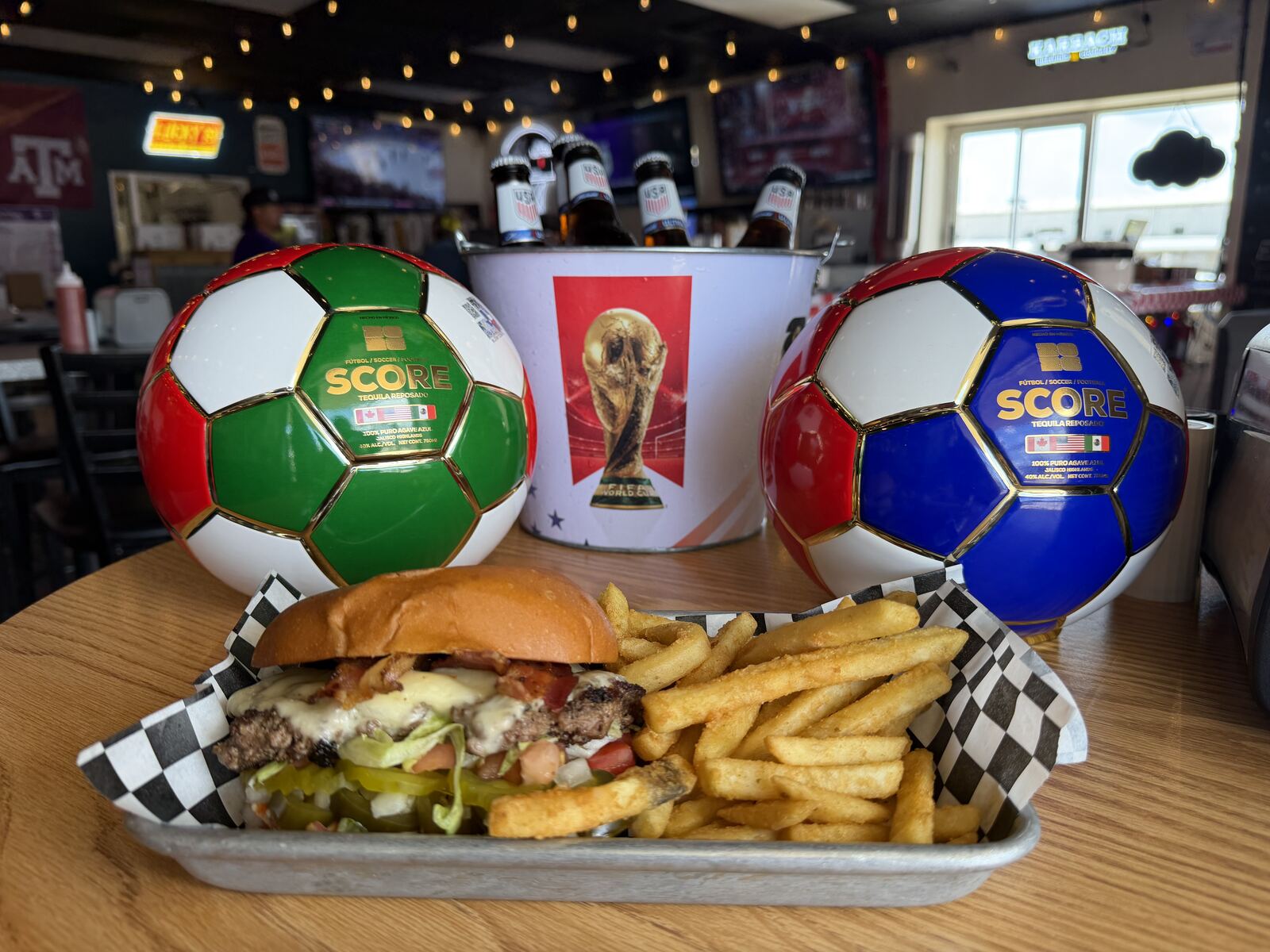 B Town Burgers spread with fries, ready for an event