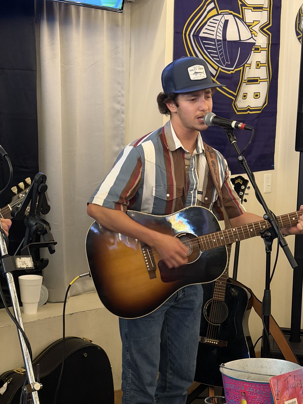 Live acoustic band performing at B Town Burgers