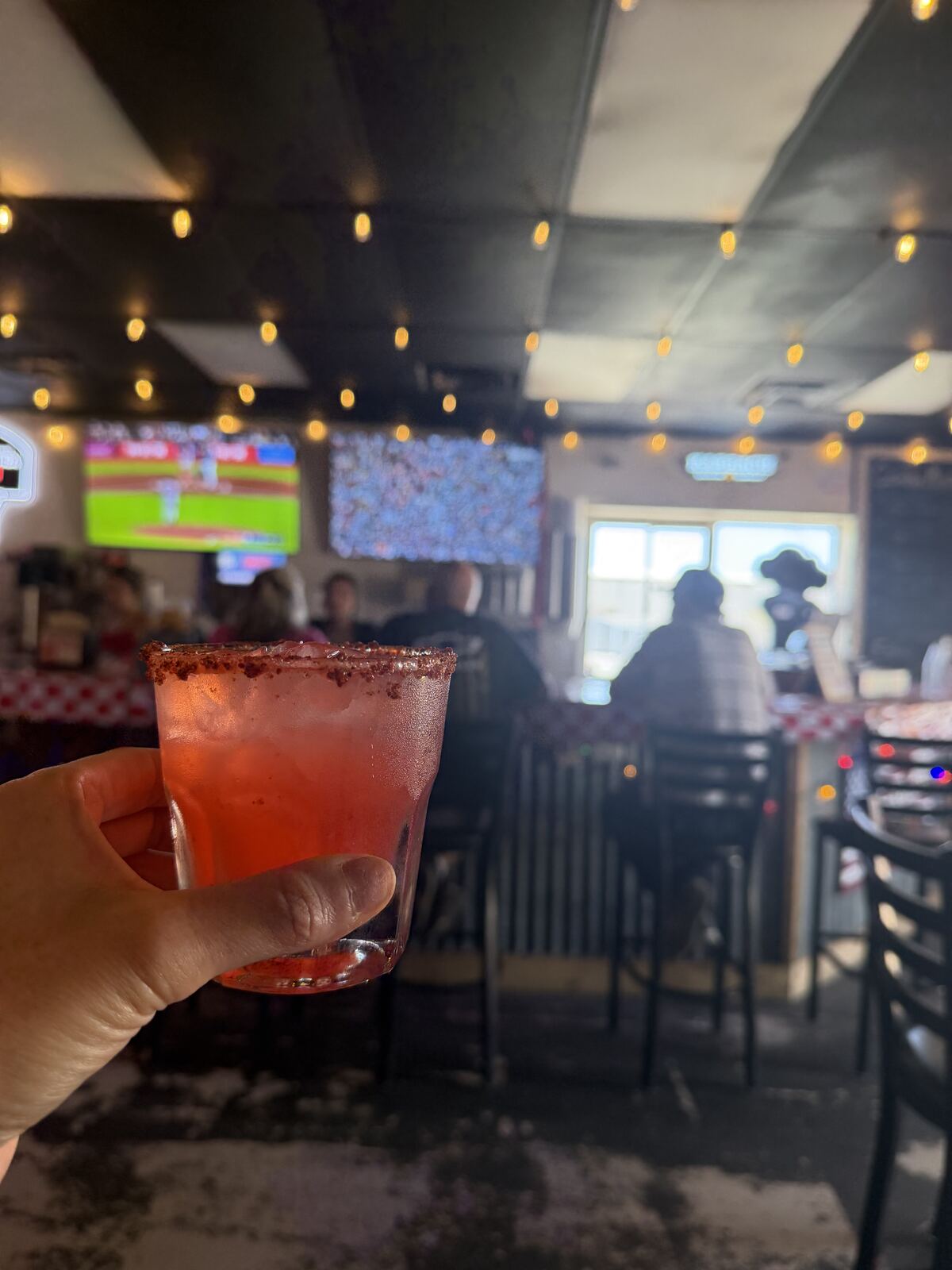 Chili-rimmed margarita at the bar