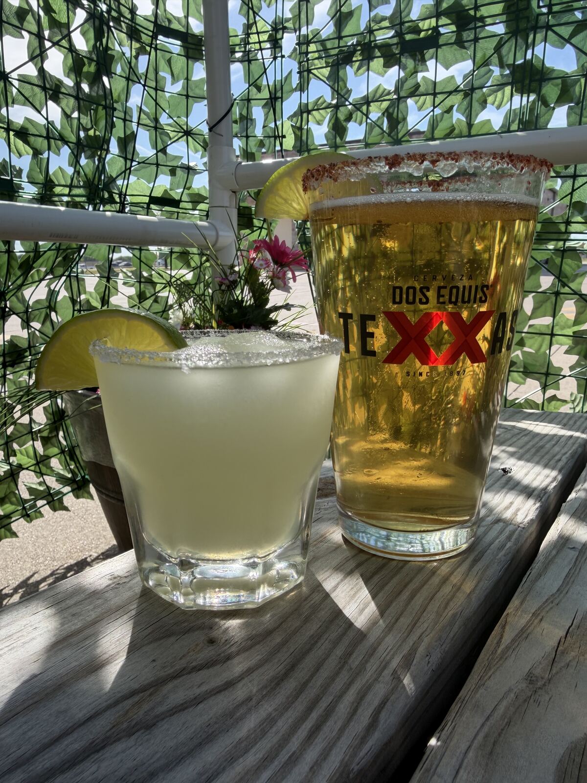 Ziegenbock Texas beer poured into a pint glass
